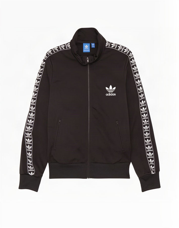 Adidas Dame Grafisk Træningsdragt Top Jacket UK 10 Lille Sort Polyester