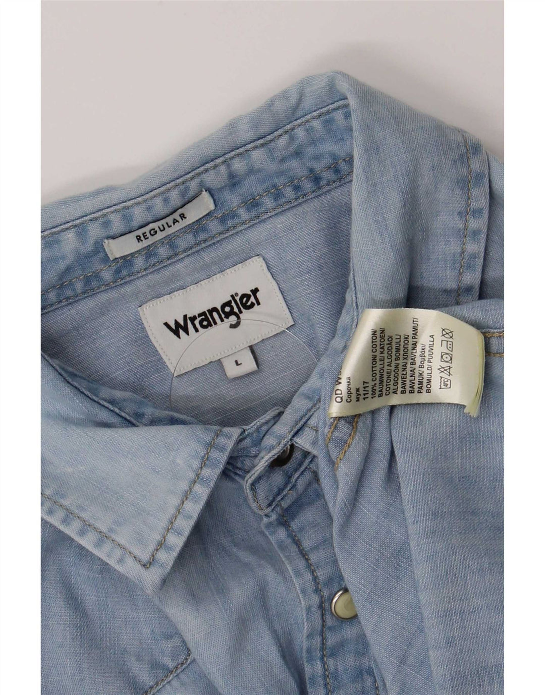 Wrangler Herre Regular Fit denimskjorte Stor blå bomuld