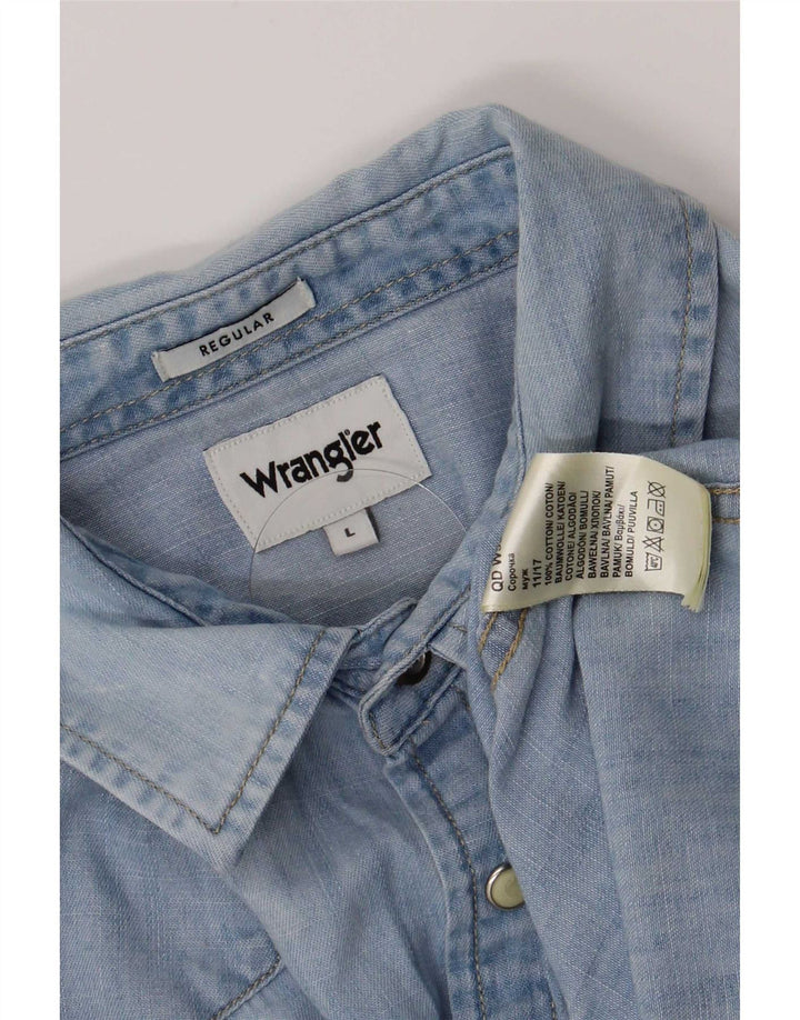 Wrangler Herre Regular Fit denimskjorte Stor blå bomuld