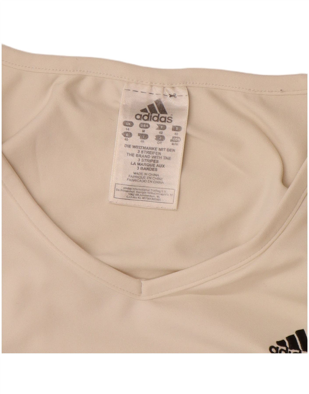 Adidas Dame T-Shirt Top UK 14 Medium Off White Polyamid