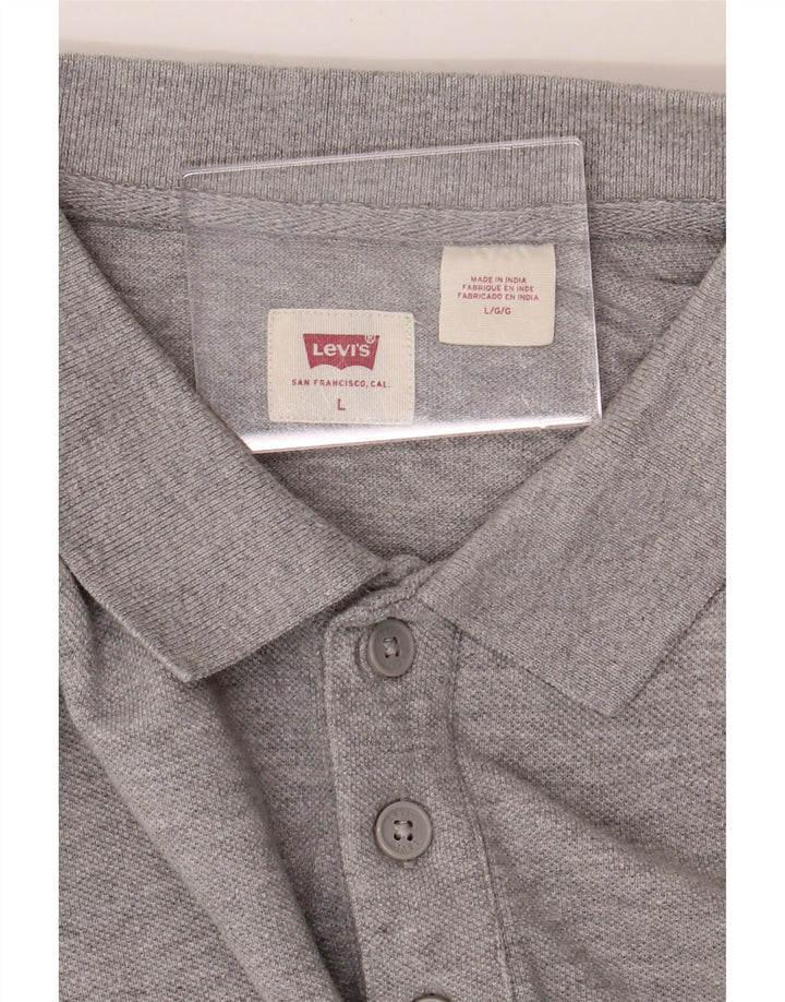 LEVI'S Mens Polo Shirt Large Grey Cotton Vintage Levi's and Second-Hand Levi's from Messina Hembry 