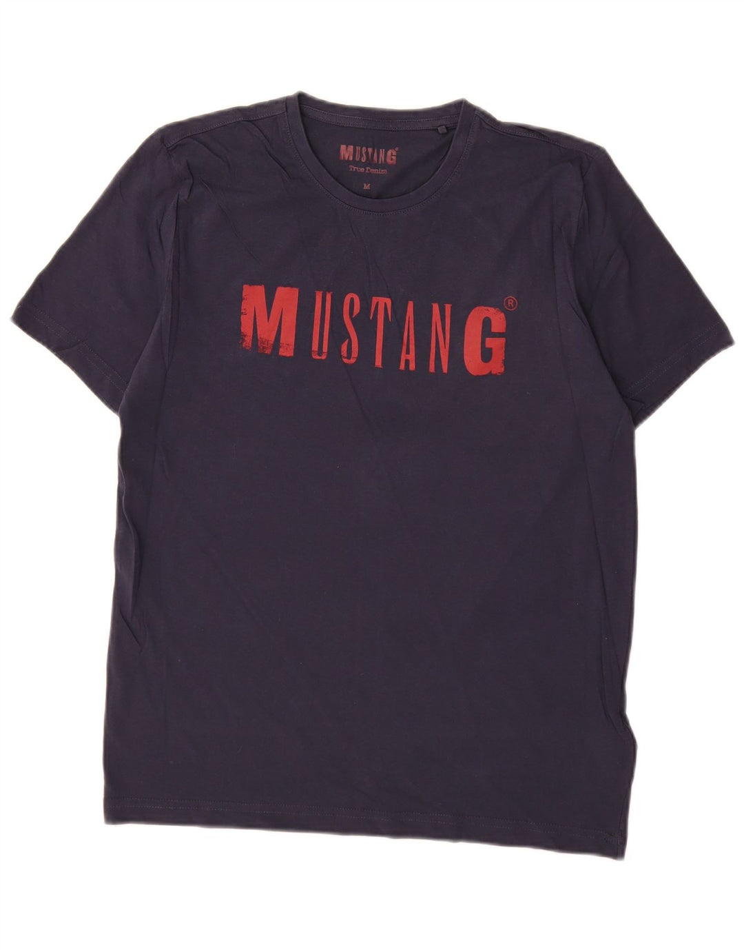 Mustang Herre grafisk T-shirt Top Medium Marineblå Bomuld