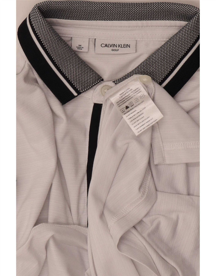 Calvin Klein Herre Golf Polo Shirt Medium White Colourblock Polyester