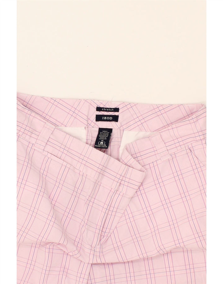 IZOD Womens Chino Shorts US 12 Large W34  Pink Check Cotton Vintage Izod and Second-Hand Izod from Messina Hembry 