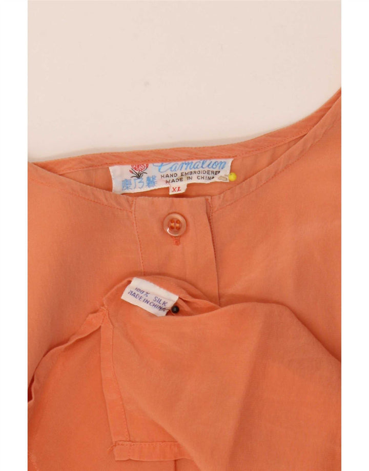 Vintage damebluse top UK 18 XL Orange Silke