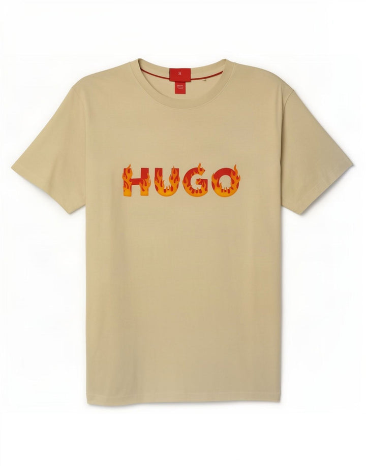 Hugo Boss Herre Grafisk T-Shirt Top Stor Gul Bomuld