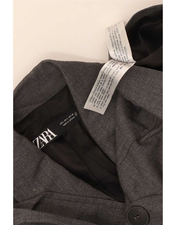 Zara Dame Dobbeltradet Blazer Jacket UK 14 Stor Grå Polyester
