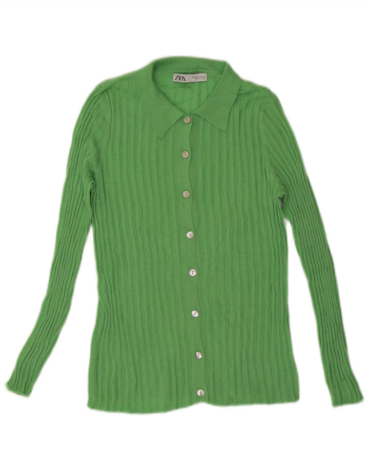 Zara Dame Cardigan Sweater UK 12 Medium Green