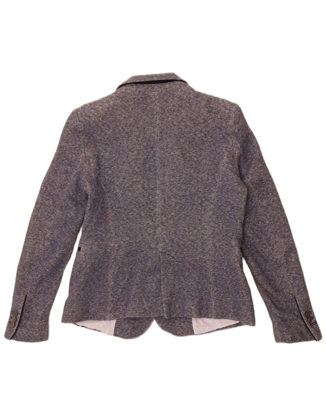 Zara Dame 1 Knap Blazer Jakke UK 18 XL Blå Flecked Bomuld