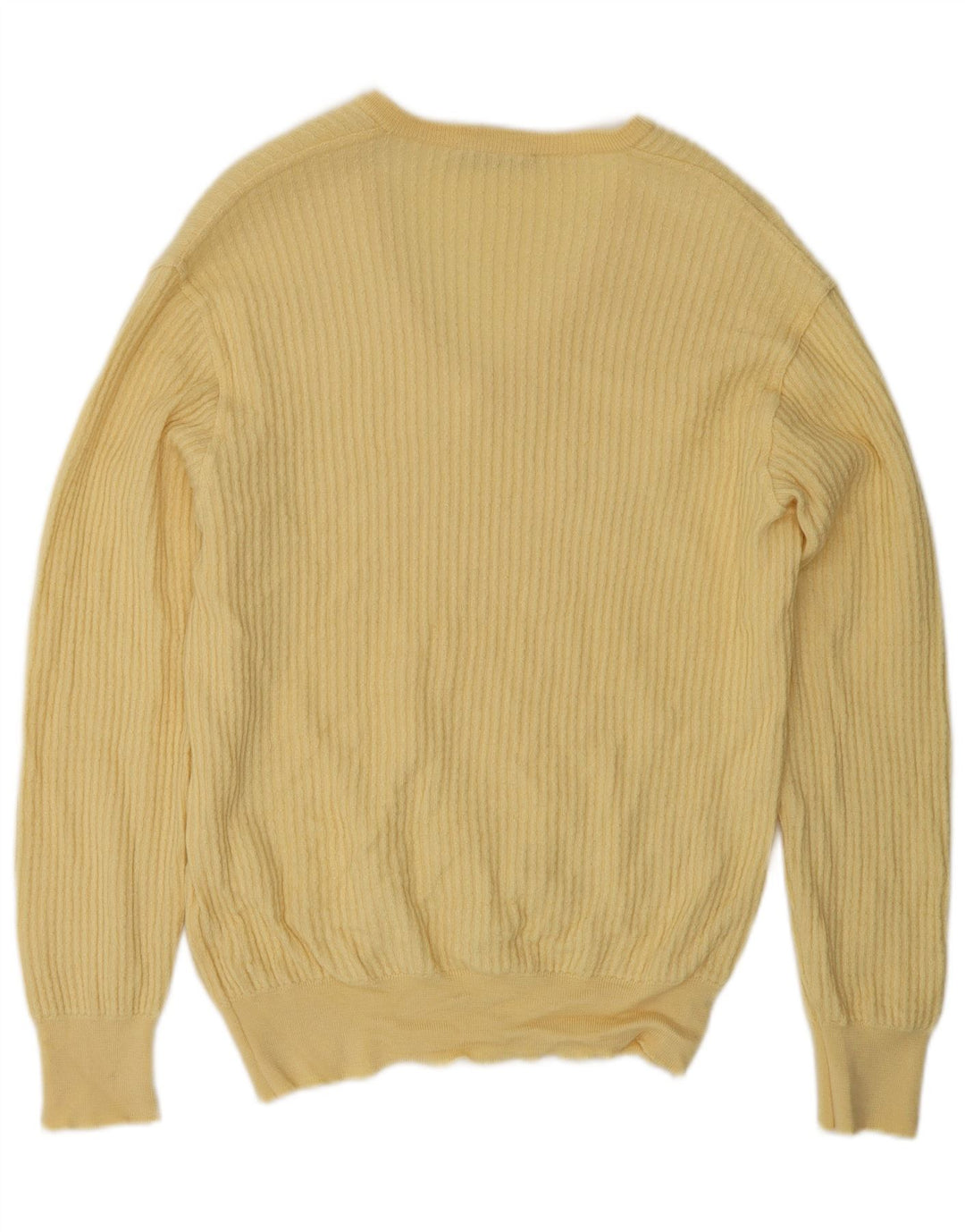 Vintage Herre V-hals sweater Medium Gul Uld