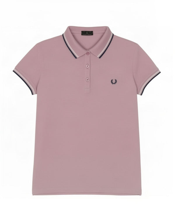 Fred Perry Dame Polo Shirt UK 14 Stor Lilla Bomuld