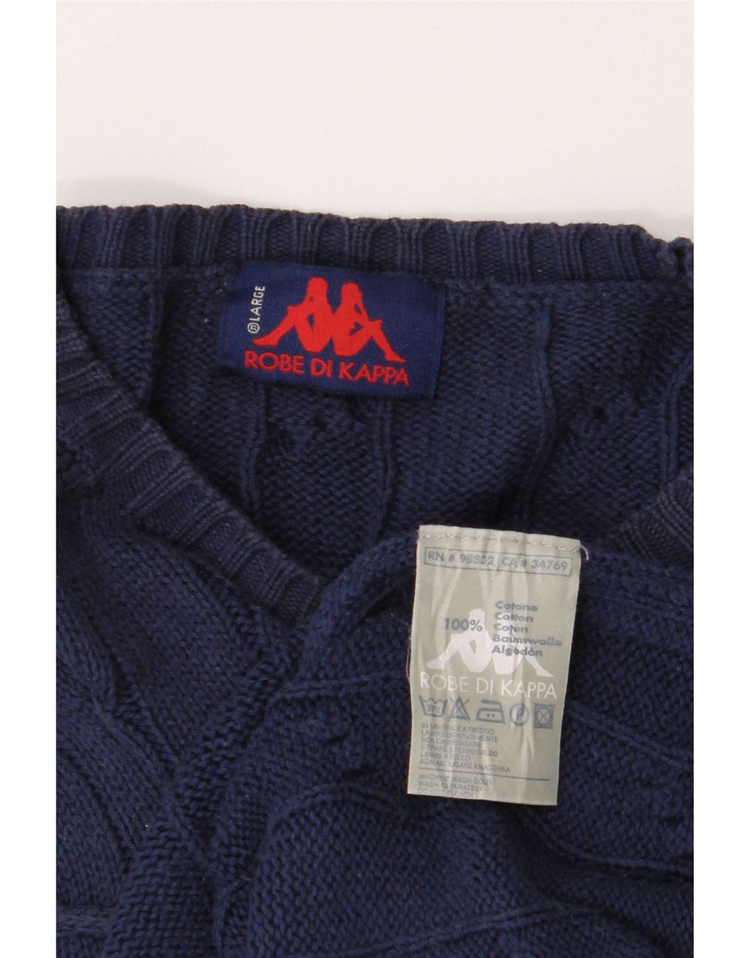 Kappa Herre Boat Neck Jumper Sweater Stor Marineblå Bomuld
