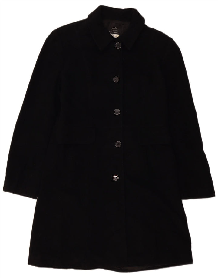 Zara Dame Overfrakke EU 40 Medium Sort Uld