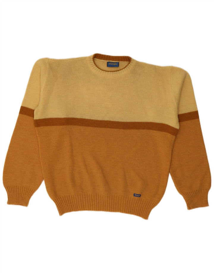 Wrangler Herre Crew Neck trøje Sweater Large Orange Colourblock Polyacryl