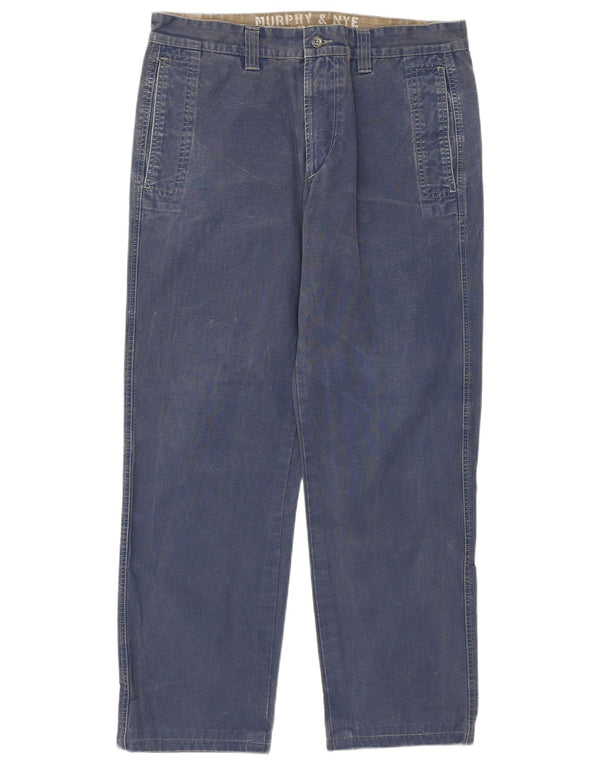Murphy & Nye Mens Straight Chino Trousers W34 L28 Navy Blue Cotton