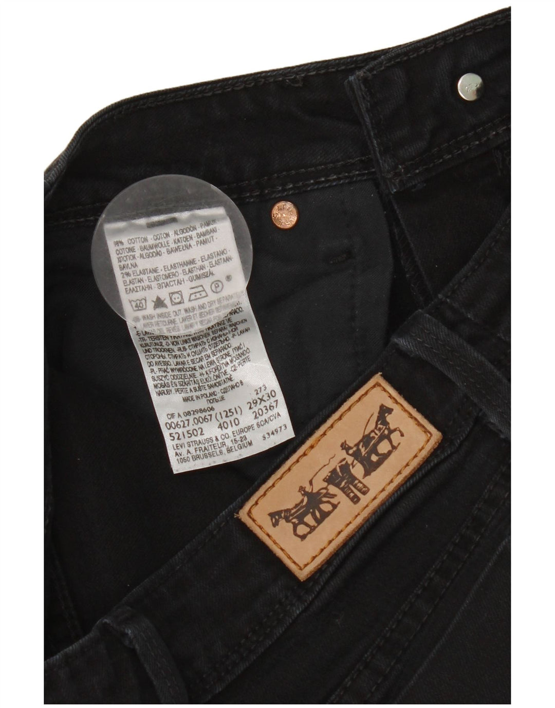 Levi's Dame 627 Straight Jeans W29 L30 Sort Bomuld