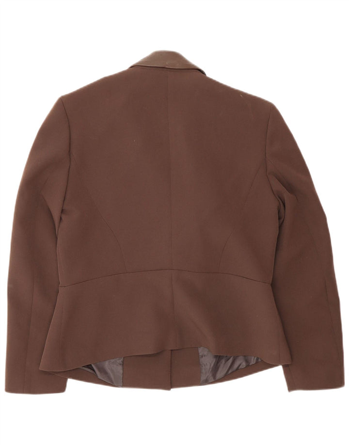 Vintage Dame Blazer Jacket IT 46 Large Brown Colourblock Polyester