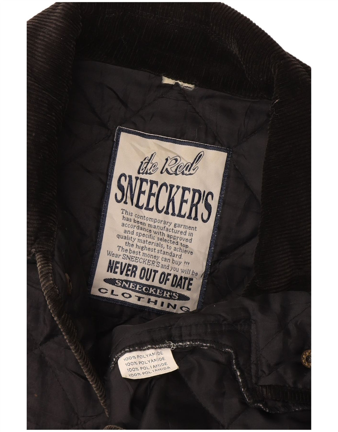 Vintage kviltet jakke til kvinder UK 14 Stor marineblå polyamid