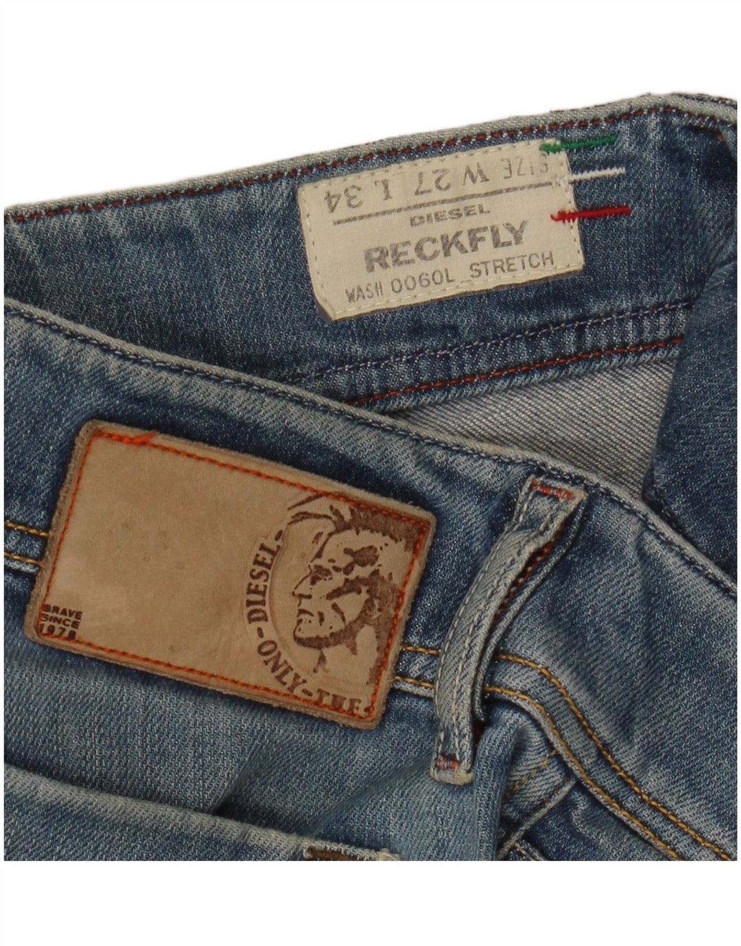 DIESEL Dame Reckfly Straight Jeans W27 L34 Blå Bomuld