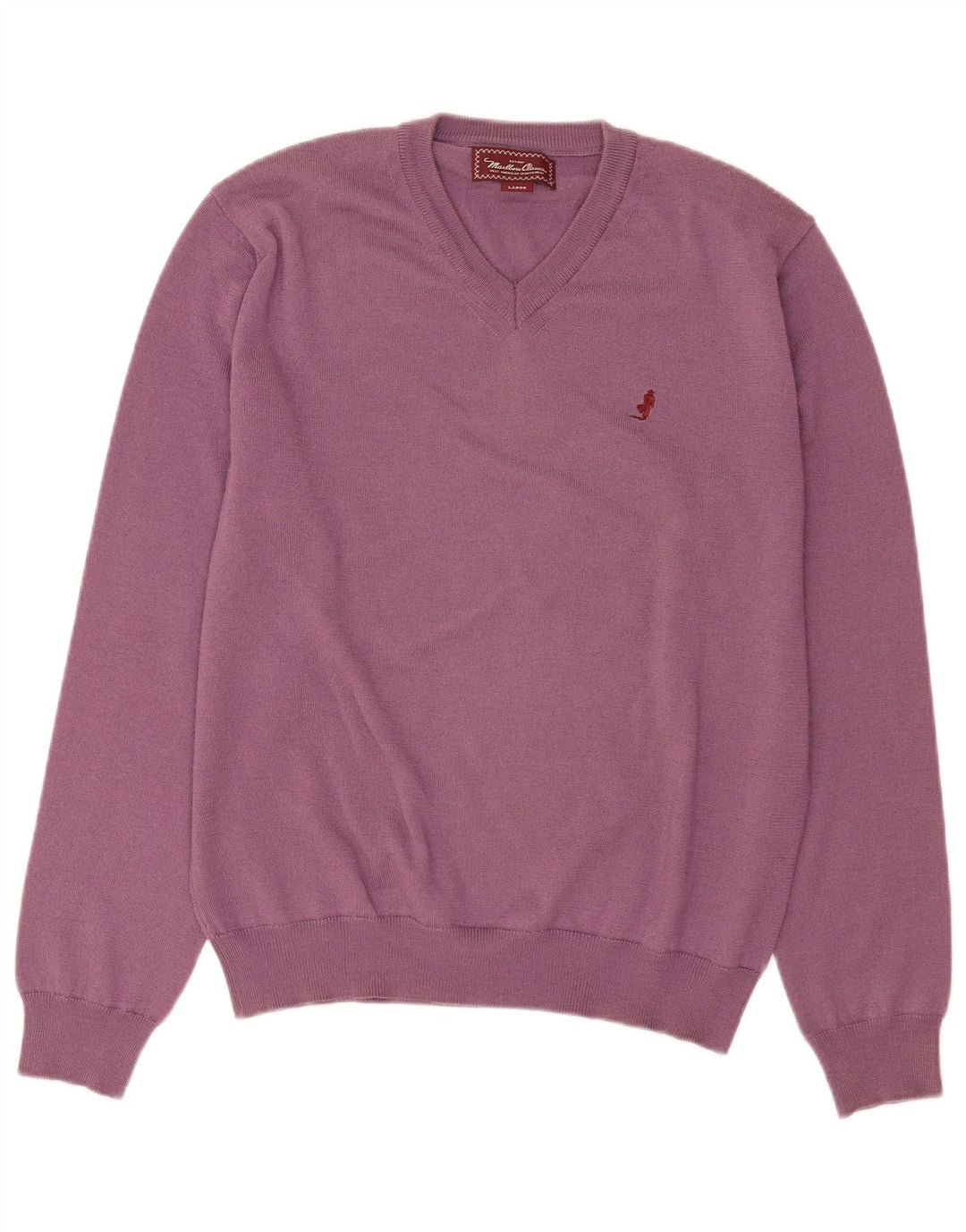 Marlboro Classics Dame V-hals sweater UK 16 Stor lilla uld