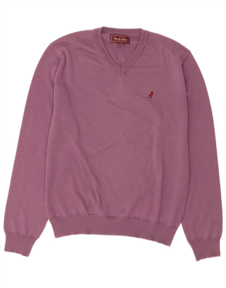 Marlboro Classics Dame V-hals sweater UK 16 Stor lilla uld