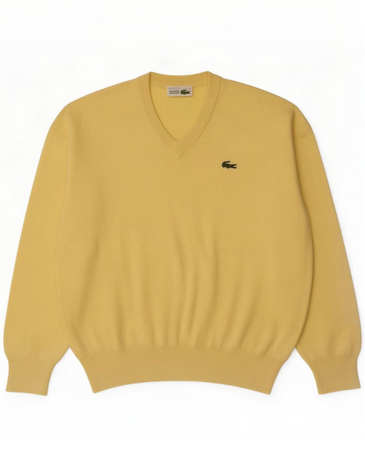 Lacoste Herre V-hals sweater Størrelse 4 Medium Gul Virgin Wool