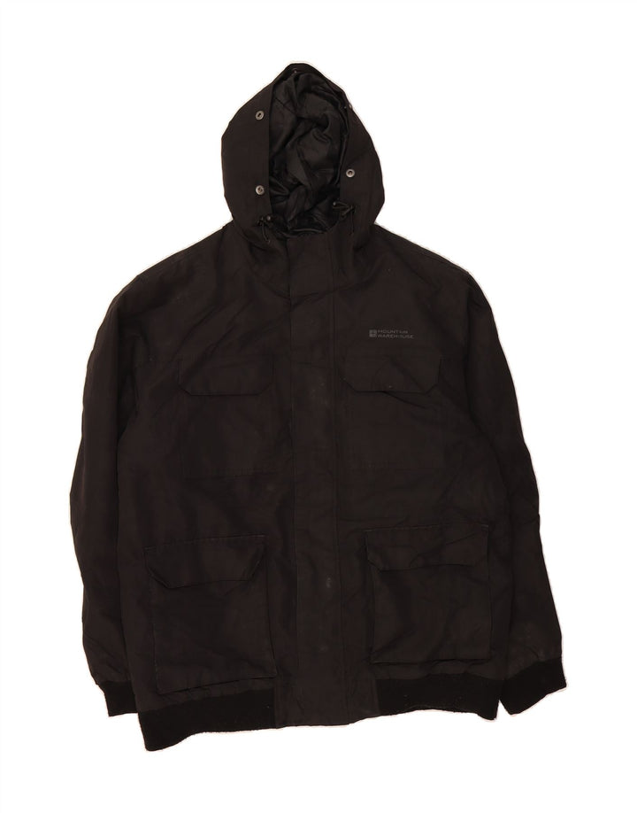 MOUNTAIN WAREHOUSE Mens Hooded Windbreaker Jacket UK 38 Medium Black Vintage Mountain Warehouse and Second-Hand Mountain Warehouse from Messina Hembry 