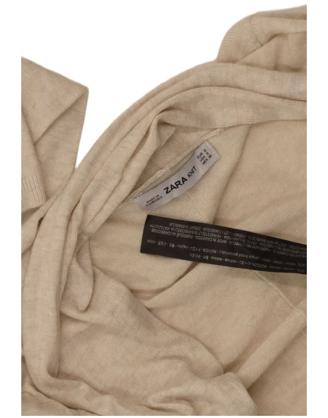 Zara Womens Open Cardigan Sweater UK 8 Small Beige Viscose