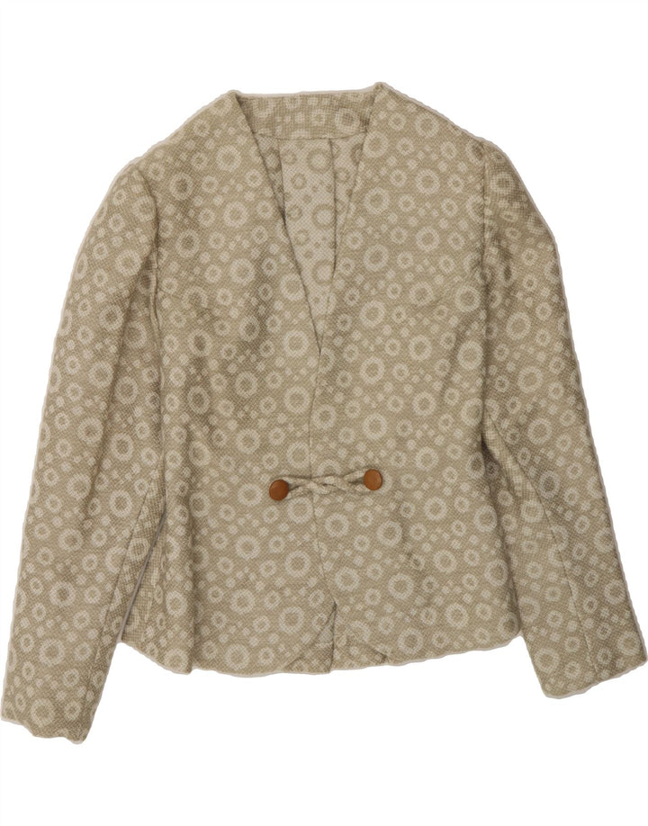VINTAGE Womens Blazer Jacket UK 12 Medium Beige Spotted Vintage Vintage and Second-Hand Vintage from Messina Hembry 