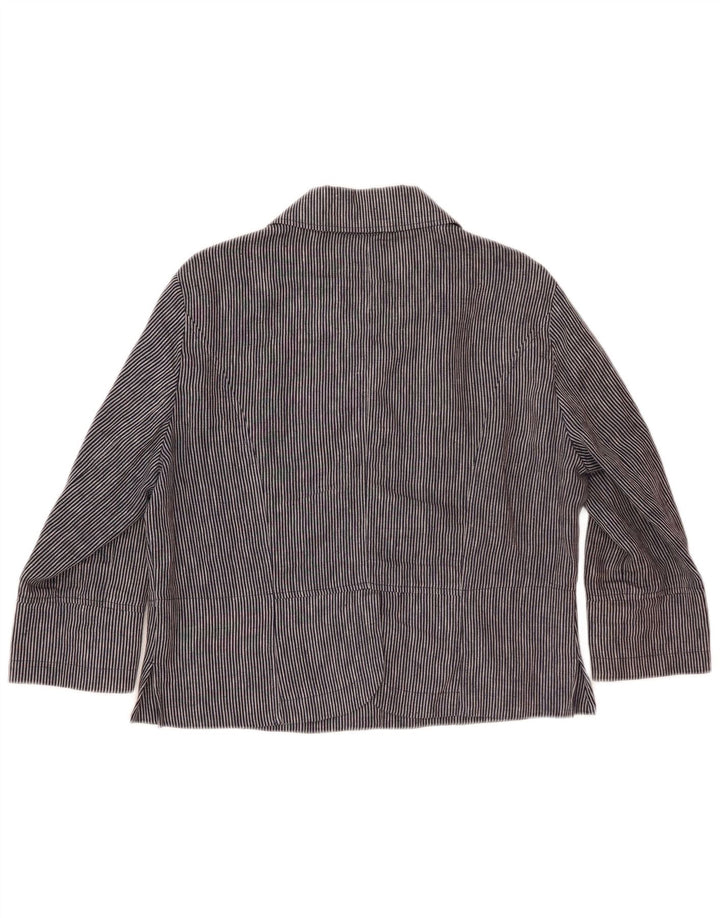 Hobbs Dame 5 Button Blazer Jacket UK 12 Medium Navy Blue Nålestribe