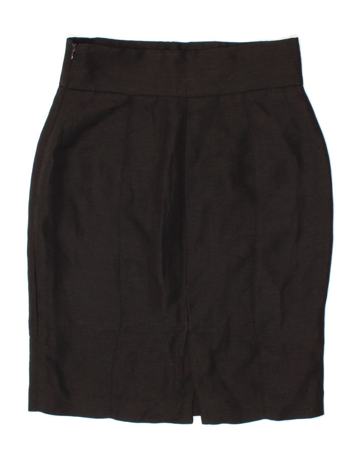 ZARA Womens Pencil Skirt Large W32 Black Linen Vintage Zara and Second-Hand Zara from Messina Hembry 