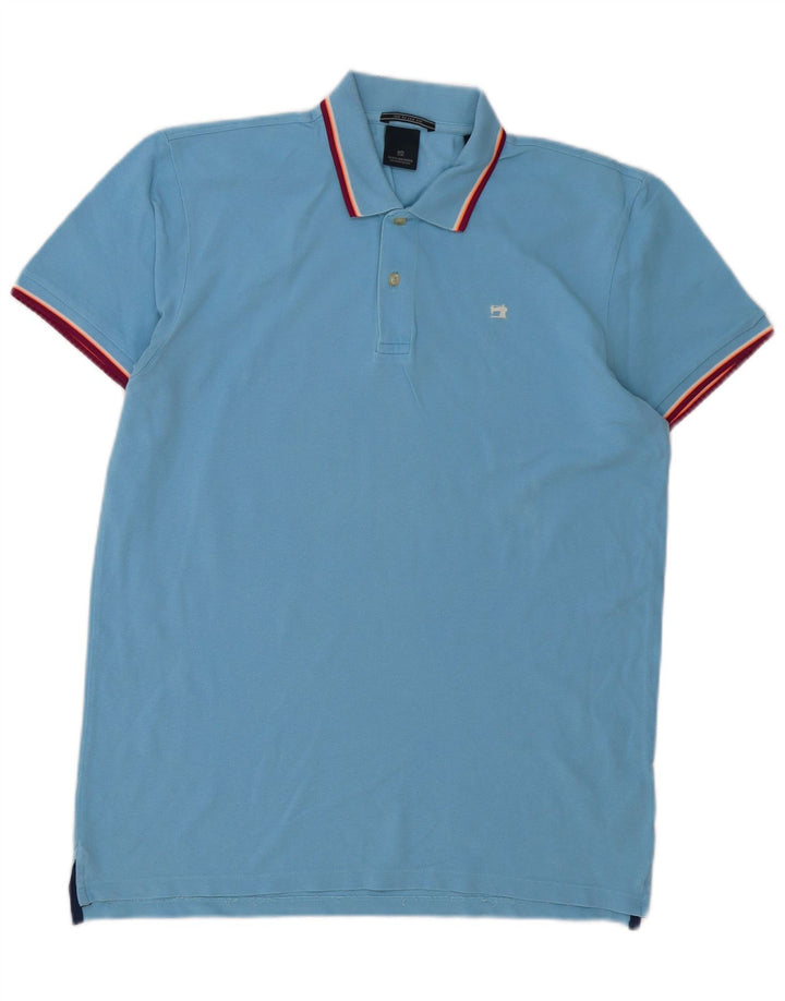 Scotch & Soda herre poloshirt mellemblå stribet bomuld