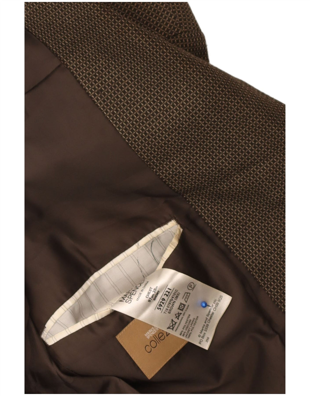 Marks & Spencer Herre 2-knaps blazerjakke UK 38 Medium Brown Check