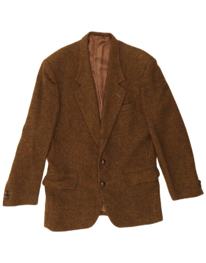 Vintage blazerjakke til mænd med 2 knapper IT 48 Medium Brun Flecked Virgin Wool