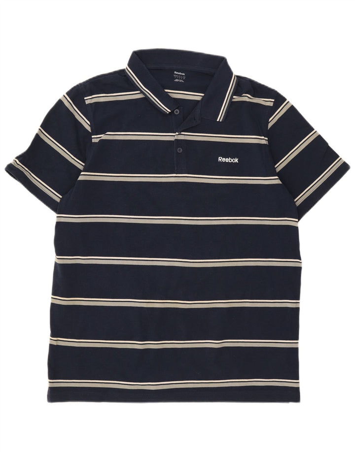 Reebok Poloshirt til mænd Stor marineblå stribet bomuld
