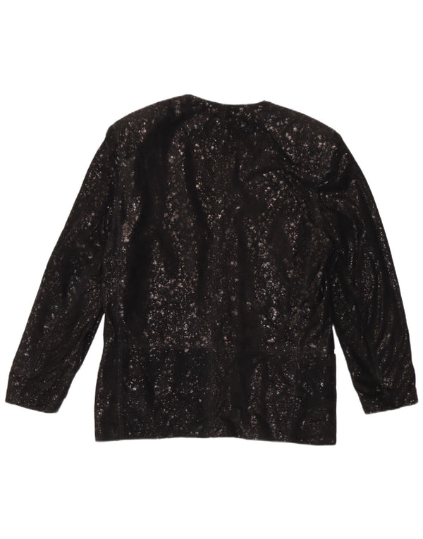 Carla Buti Dame Ruskind 1 Knap Blazer Jakke IT 42 Medium Sort Plettet