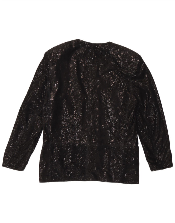 Carla Buti Dame Ruskind 1 Knap Blazer Jakke IT 42 Medium Sort Plettet