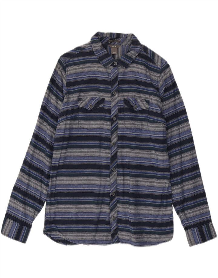 EDDIE BAUER Flannelskjorte til kvinder UK 14 Mellem marineblå stribet