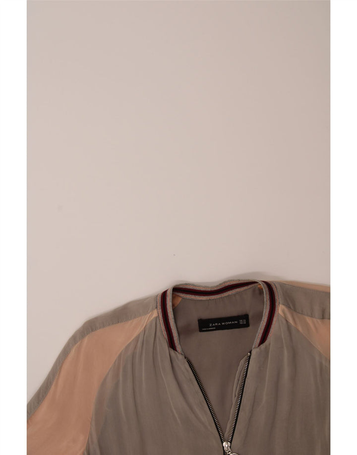 ZARA Womens Oversized Bomber Jacket UK 6 XS Beige Colourblock Vintage Zara and Second-Hand Zara from Messina Hembry 