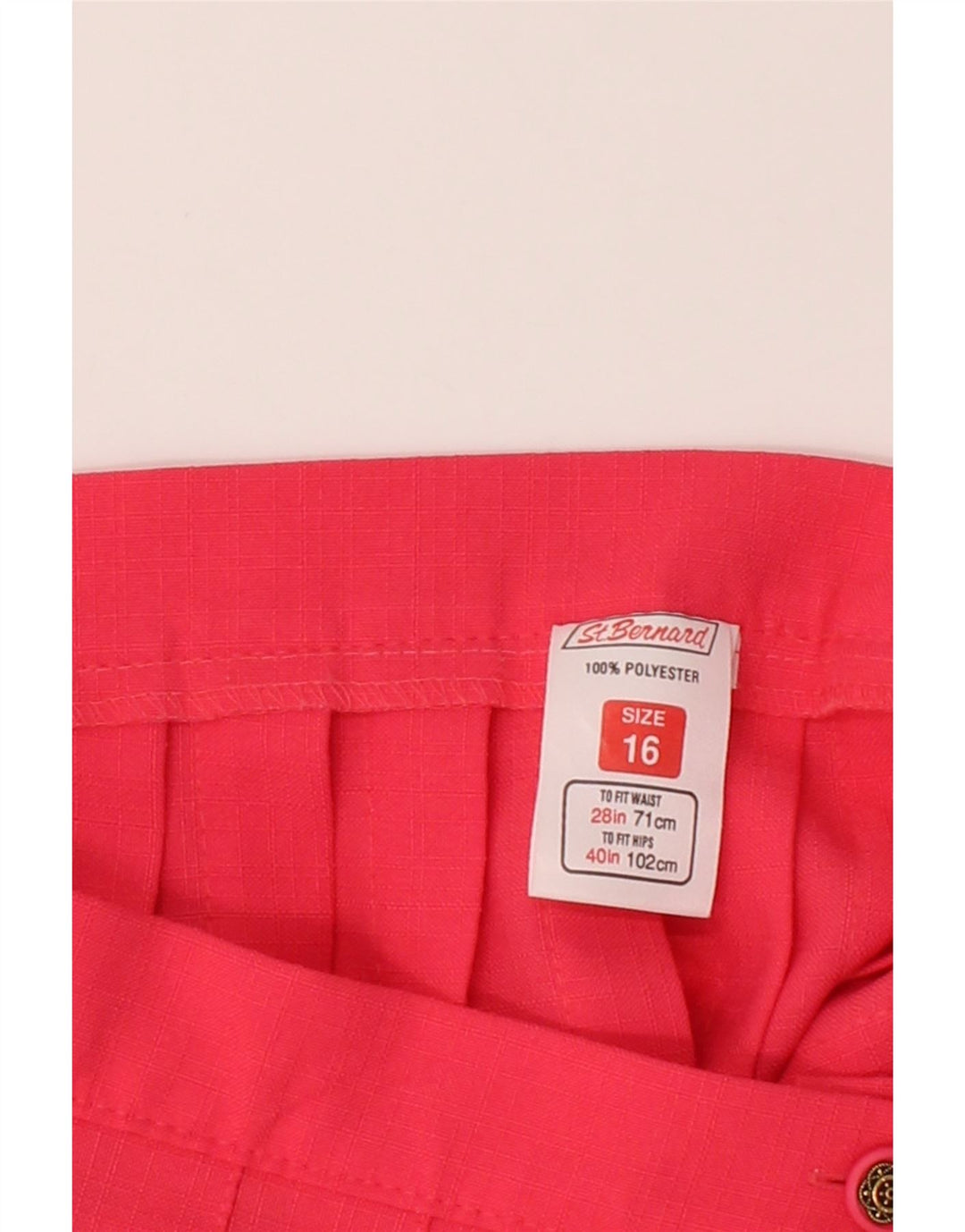 ST. BERNARD Womens Pleated Skirt UK 16 Large W32  Red Polyester Vintage St. Bernard and Second-Hand St. Bernard from Messina Hembry 
