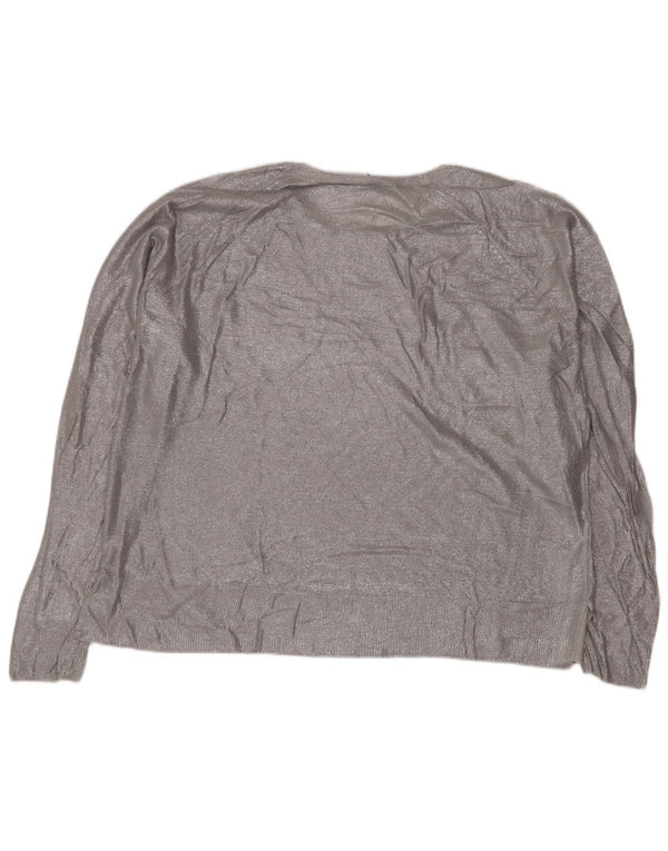 Zara Dame Oversized Boat Neck Jumper Sweater UK 10 Small Silver