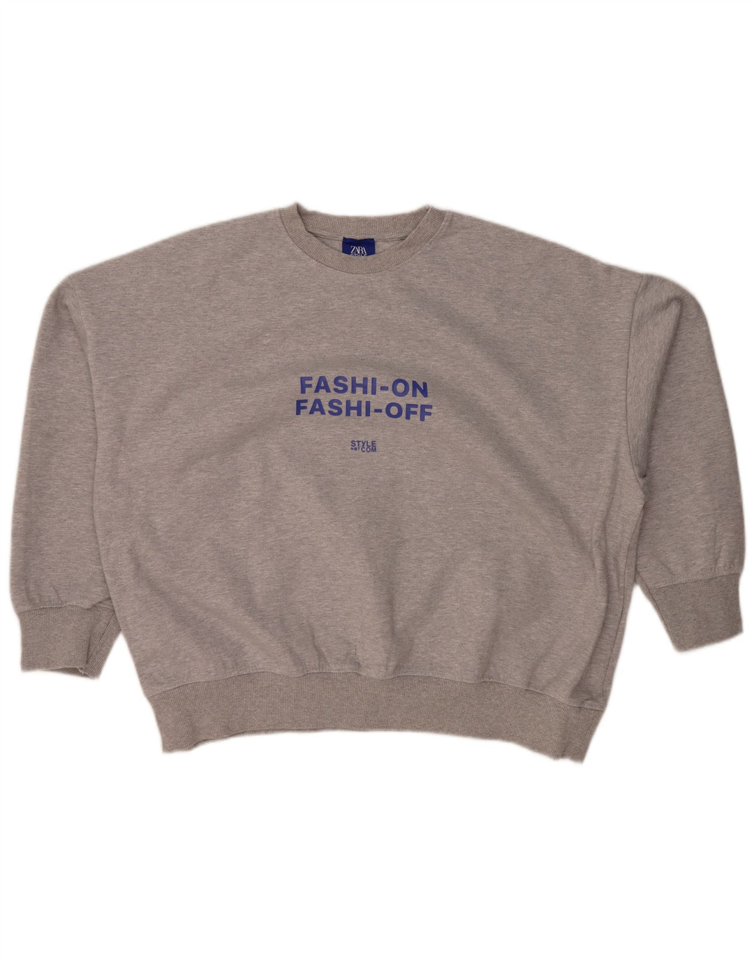 ZARA Dame Oversized grafisk sweatshirt Jumper UK 14 Medium Grey Flecked