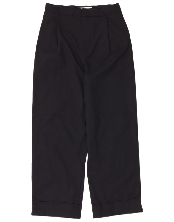 ZARA højtaljede chinobukser med høj talje til kvinder Small W26 L27 Marineblå