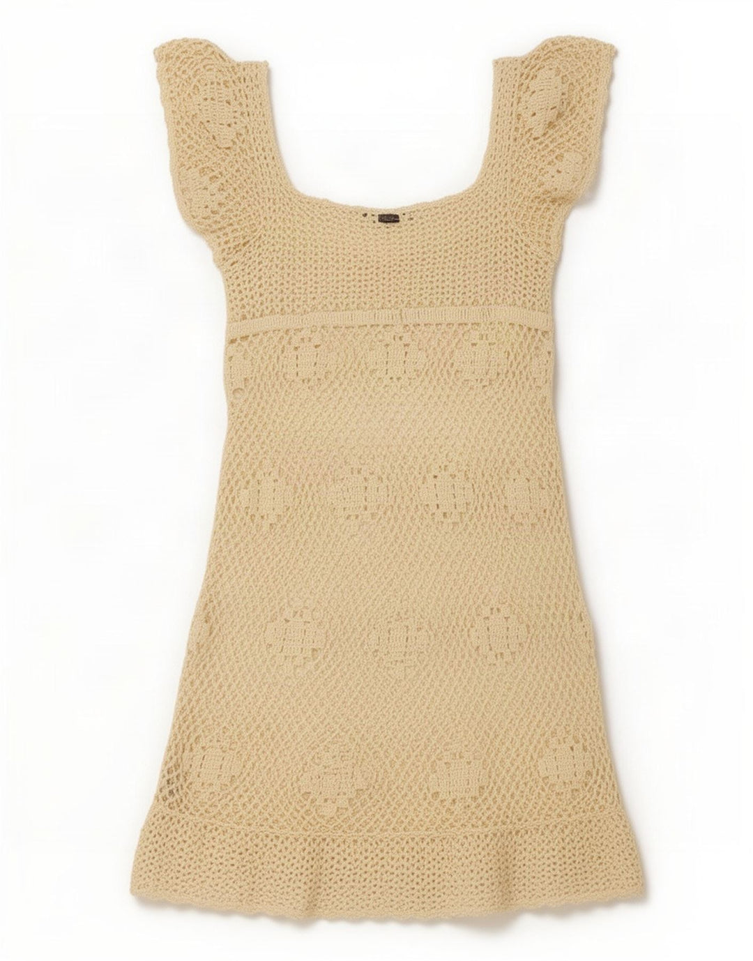 Guess Dame hæklet A-Line Kjole UK 8 Small Beige Polyester