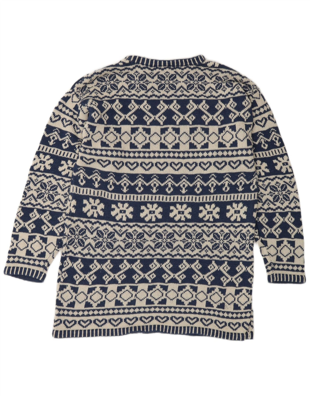 Impuls Herre Crew Neck Jumper Sweater Small Blue Fair Isle Ramie