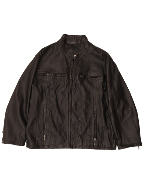 VINTAGE Dame Læderjakke UK 18 XL Sort