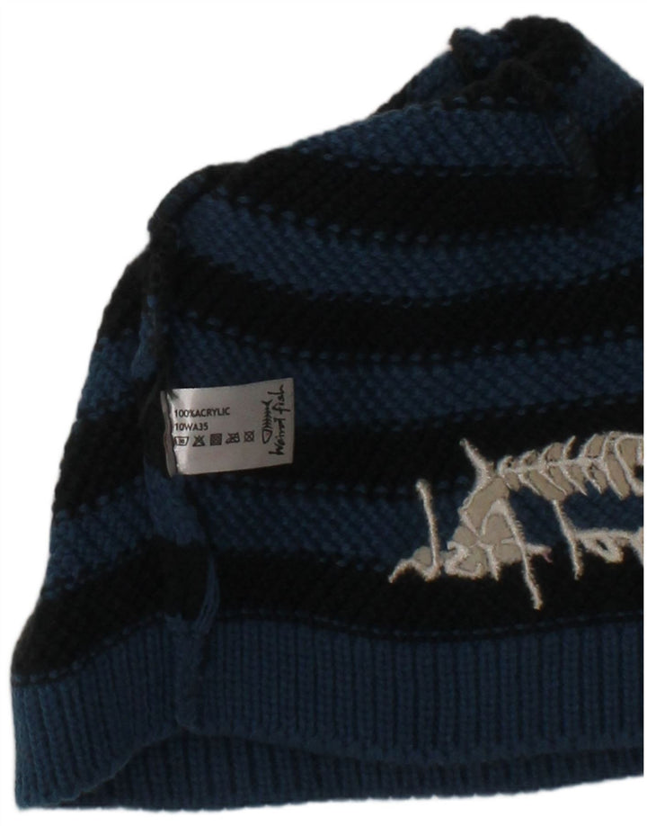 Weird Fish Dame Grafisk Strik Beanie Hat One Size Marineblå Stribet