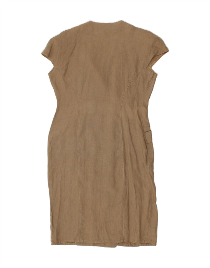 VINTAGE Womens Sheath Dress IT 44 Medium Beige Linen Vintage Vintage and Second-Hand Vintage from Messina Hembry 