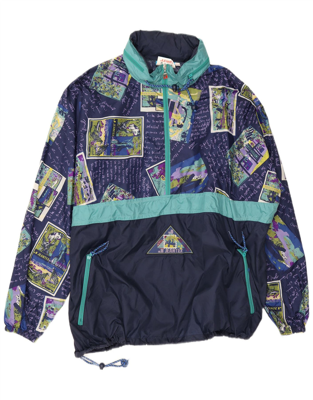 Jeantex Herre Hættetrøje Regnjakke IT 58/60 4XL Marineblå Patchwork
