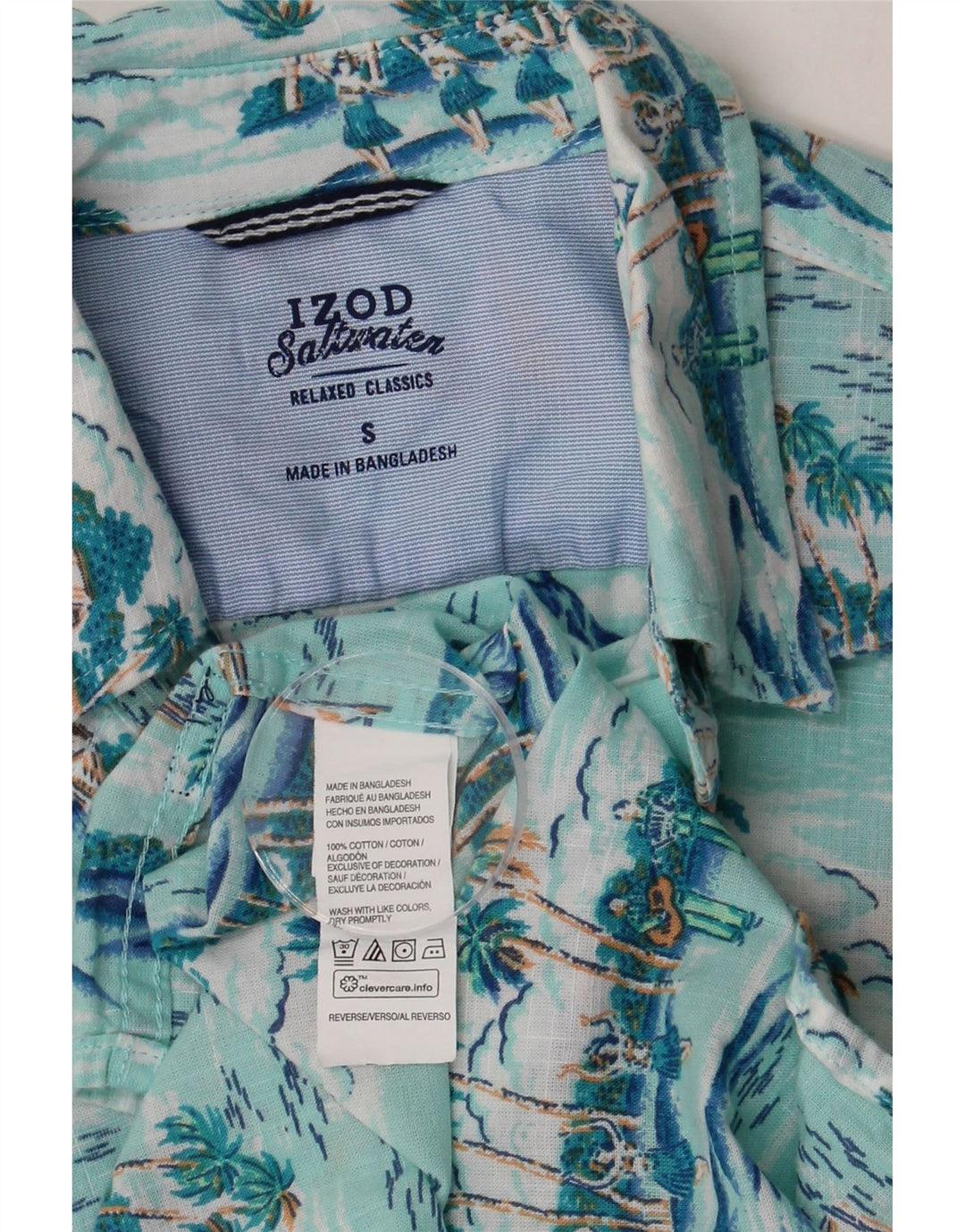 Izod Herre Relaxed Classics Shirt Small Turkis Floral Hawaiian